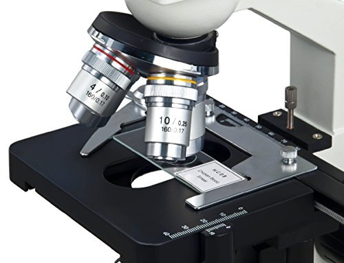 Awarded Best Compound Microscope 2016 - OMAX 40X-2000X Lab LED Binocular Microscope with Double Layer Mechanical Stage w Blank Slides Covers and Lens Cleaning Paper