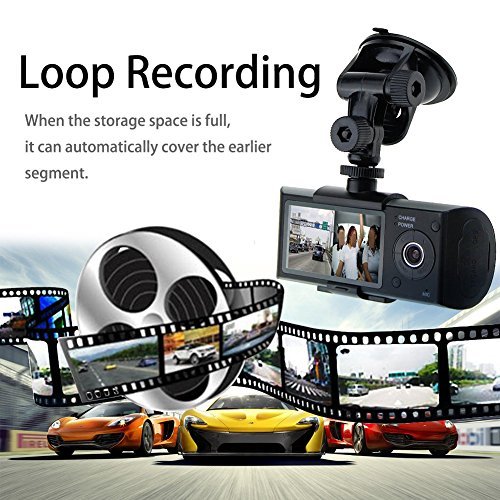 Awolf 2.7" Dual Lens Dash Cam Car DVR Vehicle Camera Video Recorder Car Camera with GPS Module G-Sensor