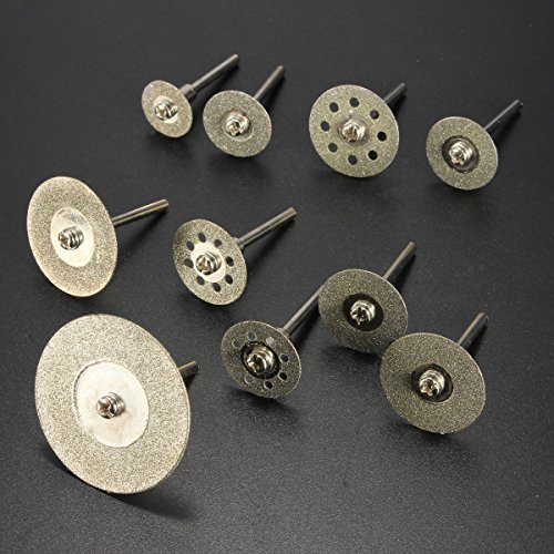 BABAN 10X 1/8" Diamond Saw Cut Off Discs Wheel Blades Rotary Tool Set Shank for Dremel