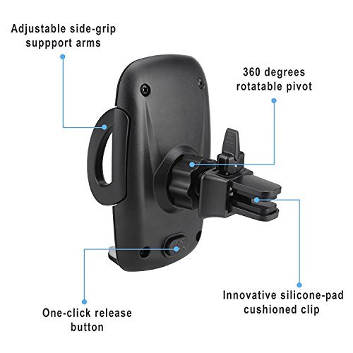 BE Universal Smartphones Car Air Vent Mount Holder Cradle Compatible with iPhone 7 7 Plus SE 6s 6 Plus 6 5s 5 4s 4 Samsung Galaxy S6 S5 S4 LG Nexus Sony Nokia and More (Black)