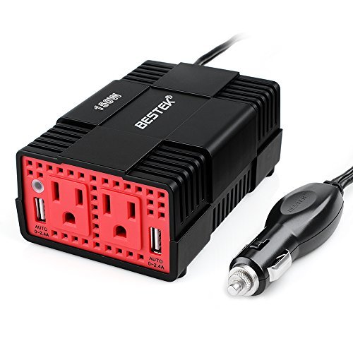 BESTEK 150W Power Inverter Dual 110V AC Outlets and 4.8A Dual Smart USB Charging Ports