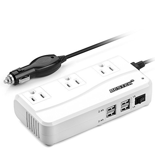 BESTEK 200W Power Inverter DC 12V to 110V AC Inverter with 4.2A 4-Port USB Car Adapter