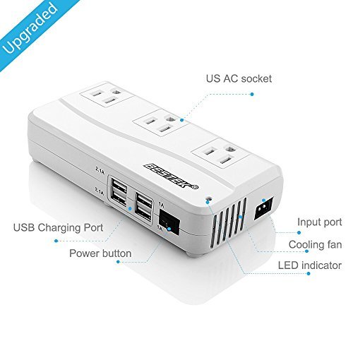 BESTEK 200W Power Inverter DC 12V to 110V AC Inverter with 4.2A 4-Port USB Car Adapter