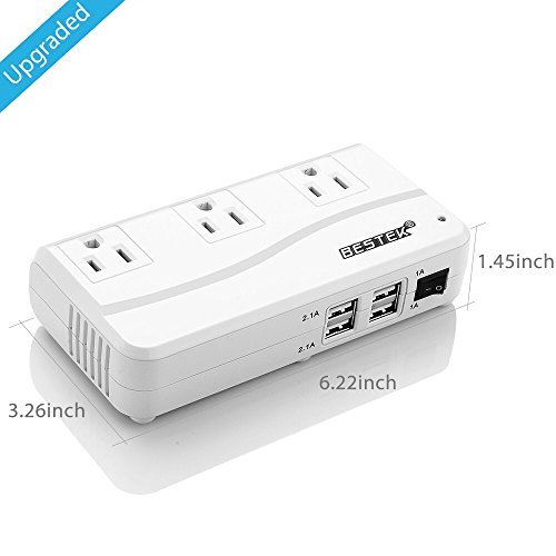 BESTEK 200W Power Inverter DC 12V to 110V AC Inverter with 4.2A 4-Port USB Car Adapter