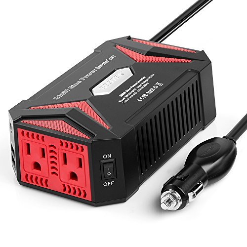 BESTEK 300W Power Inverter DC 12V to AC 110V Pure Sine Wave Inverter with 4.2A Dual Smart USB Ports Car Adapter