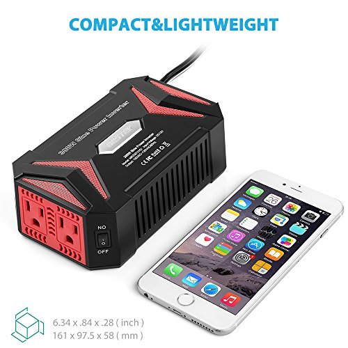 BESTEK 300W Power Inverter DC 12V to AC 110V Pure Sine Wave Inverter with 4.2A Dual Smart USB Ports Car Adapter