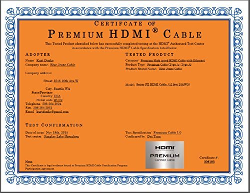 BJC Series-FE Bonded-Pair High-Speed Premium HDMI Cable with Ethernet, 12 foot, Black