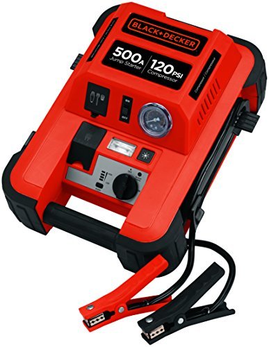 BLACK+DECKER JUS500IB Jump Starter: 1000 Peak/500 Instant Amps, 120 PSI Air Compressor