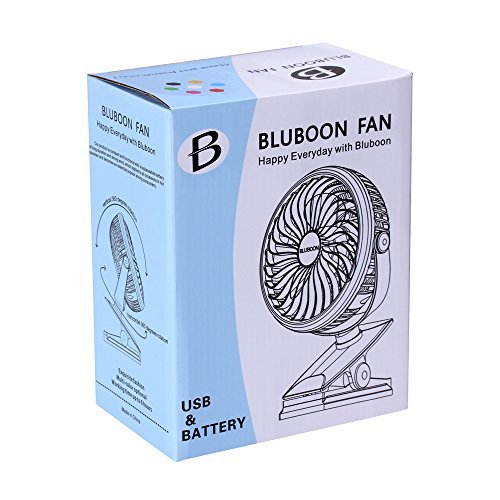 BLUBOON Clip on Fan Battery Operated Fan Portable for Baby Stroller 5" (Black with Two Battery)