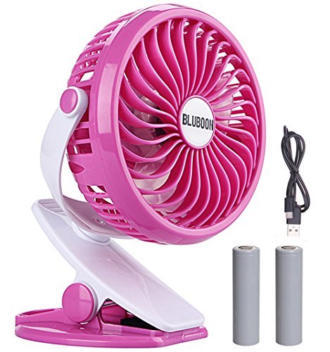 BLUBOON Clip on Fan Battery Operated Speed Adjustable Portable Mini Stroller Fan