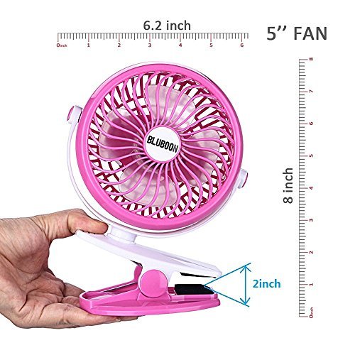 BLUBOON Clip on Fan Battery Operated Speed Adjustable Portable Mini Stroller Fan