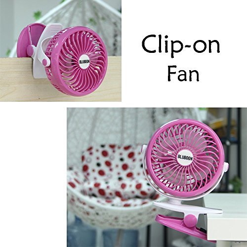 BLUBOON Clip on Fan Battery Operated Speed Adjustable Portable Mini Stroller Fan