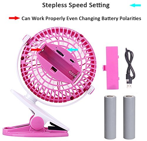 BLUBOON Clip on Fan Battery Operated Speed Adjustable Portable Mini Stroller Fan