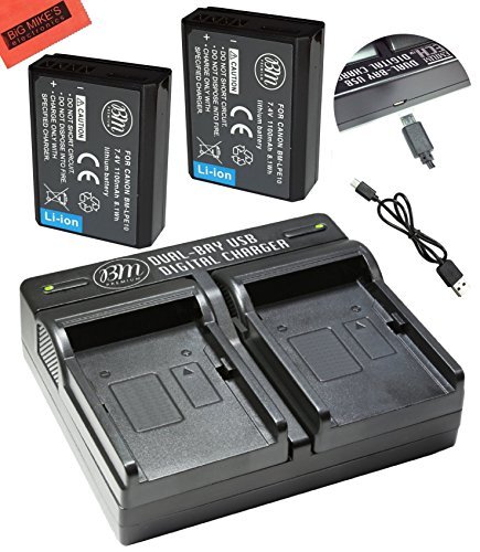 BM Premium Pack of 2 LP-E10 Batteries and USB Dual Battery Charger Kit for Canon EOS Rebel T3, T5, T6, Kiss X50, Kiss X70, EOS 1100D, EOS 1200D, EOS 1300D Digital Camera