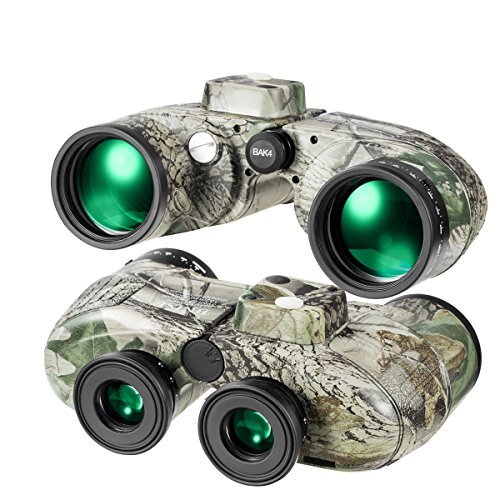 BNISE Military HD Binoculars - Navigation Compass and Rangefinder - 10x50 Large Object Lens BAK4 Large View - Waterproof and Fogproof - with Harness Strap and Neck Stap