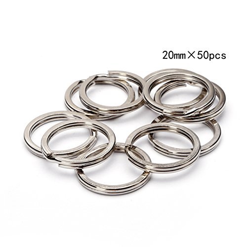 BRCbeads TOP Quality 20mm Nickle Plated Flat Edge Split Key Chain Ring 50pcs per Bag (4/5 inch)