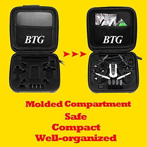 BTG Specialized Carrying Case PC Hard Shell Protective Organizer for Parrot Mambo RC Drone and CANNON GRABBER Accessories - PC Waterprrof Shell EVA Molded Compartiment