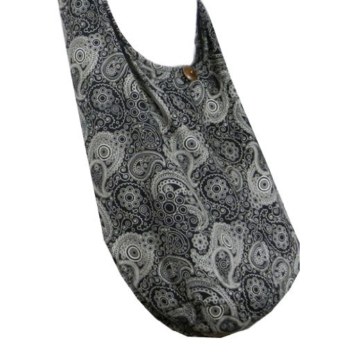 BTP! Thai Cotton Hippie Hobo Sling Crossbody Bag Messenger Purse Paisley Print Large