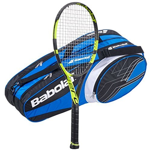 Babolat Pure Aero Tennis Racquet - 2016 AeroPro Drive - STRUNG with 6 Racquet Bag - Choice of Bag Color