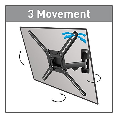 Barkan Articulating Full Motion Curved / Flat TV Wall Mount for 29" -65" Screens up to 88 lbs.., Metallic black (3300.B)