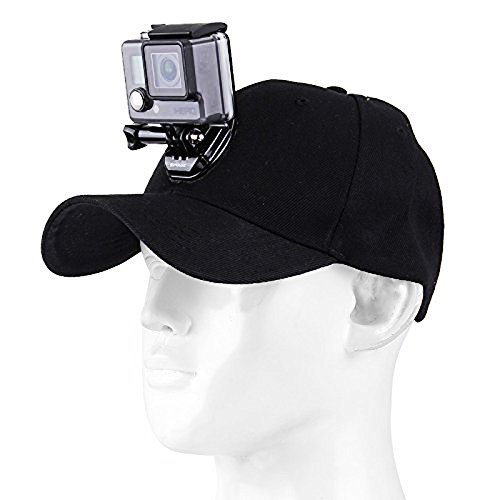 Baseball Hat for GoPro Hero 5/4/3+/3/2/1 with Quick Release Buckle Mount - No Straps on Your Head - One Size Fits All - Black Color 