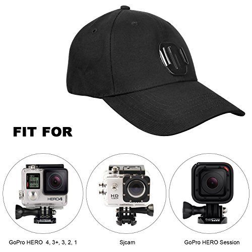 Baseball Hat for GoPro Hero 5/4/3+/3/2/1 with Quick Release Buckle Mount - No Straps on Your Head - One Size Fits All - Black Color 