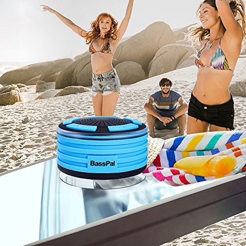 BassPal Shower Speaker, IPX7 Waterproof Portable Wireless Bluetooth 4.0 Speakers with Super Bass and HD Sound, Perfect Speaker for Beach, Pool, Kitchen & Home