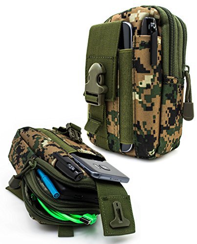 Bastex Universal Multipurpose Tactical Cover Smartphone Green Camo Holster EDC Security Pack Carry Case Pouch Belt Waist Bag Gadget Money Pocket for iPhone 6s Samsung Galaxy S7 Note5 LG G5 iPhone 7