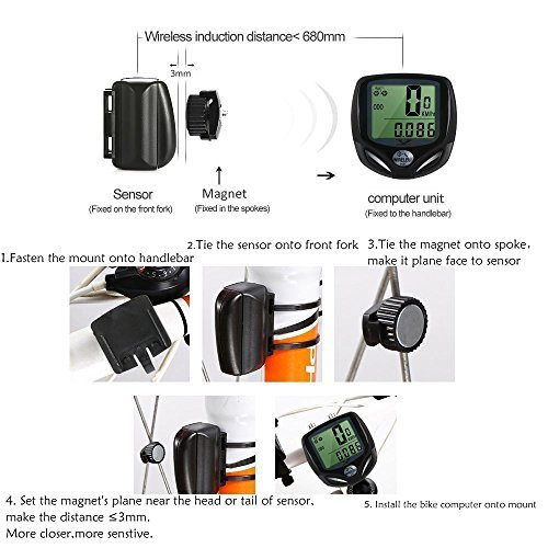 Bicycle Speedometer and Odometer Wireless Waterproof Cycle Bike Computer with Digital LCD Display & Multi-Function by YS