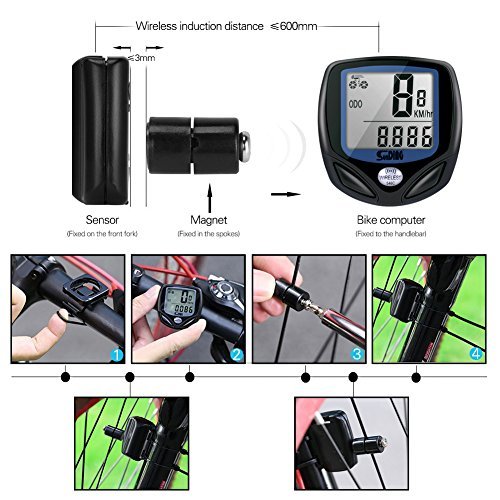 Bike Computer, Wrcibo Bicycle Speedometer Waterproof Wireless Odometer Ball Switch Multi-Function Cycle Computer with LCD Display