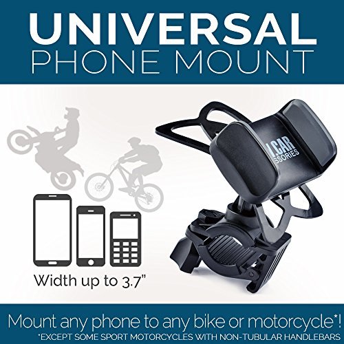 Bike & Motorcycle Cell Phone Mount - For iPhone 6 (5, 6s Plus), Samsung Galaxy Note or any Smartphone & GPS - Universal Mountain & Road Bicycle Handlebar Cradle Holder. +100 to Safeness & Comfort