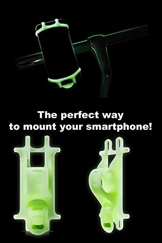 Bike Phone Mount Bicycle Holder, Bike Tie, for iPhone 7 6 6(+) 6S 6S plus 5S, Samsung Galaxy S5 S6 S7 Note 4/5, Nexus, HTC, LG, Fits Any Device With 4-6 Inch Screens Universal (Green)