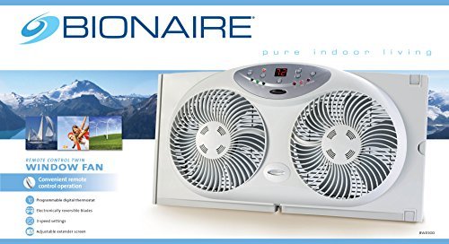 Bionaire Twin Reversible Airflow Window Fan with Remote Control