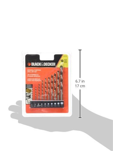 Black & Decker 15-110 High Speed Steel General Purpose Drill Bit Set, 10-Piece