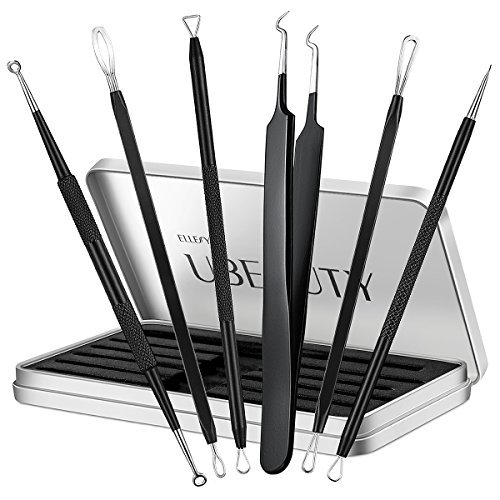 Blackhead Remover Tweezer Kit, ElleSye 6-PCS Pimple Comedone Extractor, Blackhead Whitehead Blemish Acne Zit Removal Tool for Risk Free Nose...