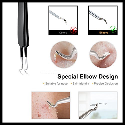 Blackhead Remover Tweezer Kit, ElleSye 6-PCS Pimple Comedone Extractor, Blackhead Whitehead Blemish Acne Zit Removal Tool for Risk Free Nose...