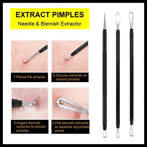 Blackhead Remover Tweezer Kit, ElleSye 6-PCS Pimple Comedone Extractor, Blackhead Whitehead Blemish Acne Zit Removal Tool for Risk Free Nose...