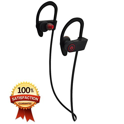 Bluetooth Headphones, Hussar Magicbuds Best Wireless Sports Earphones with Mic, IPX7 Waterproof, HD Sound with Bass, Noise Cancelling, Secure Fit, up to 9 hours working time (2017 Upgraded)