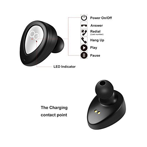 Bluetooth Headphones, Losei Dual Wireless Earbuds True Mini Twins Stereo Bluetooth Headset V4.1 Earphones with Built-in Mic and Charging Case for iPhone Samsung iPad and Most Android Phones (Silver)