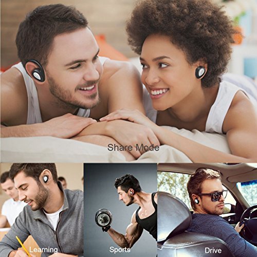 Bluetooth Headphones, Losei Dual Wireless Earbuds True Mini Twins Stereo Bluetooth Headset V4.1 Earphones with Built-in Mic and Charging Case for iPhone Samsung iPad and Most Android Phones (Silver)