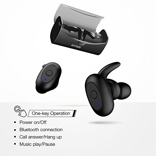 Bluetooth Headphones, Otium True Wireless Earbuds Stereo Dual V4.2 Bluetooth Headsets Built-in Mic and Portable Charging Carrying Case Noise Cancelling Earphones Mini Earpiece for Smartphones