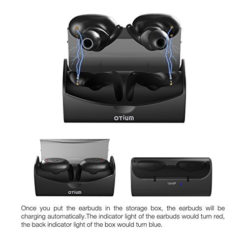 Bluetooth Headphones, Otium True Wireless Earbuds Stereo Dual V4.2 Bluetooth Headsets Built-in Mic and Portable Charging Carrying Case Noise Cancelling Earphones Mini Earpiece for Smartphones