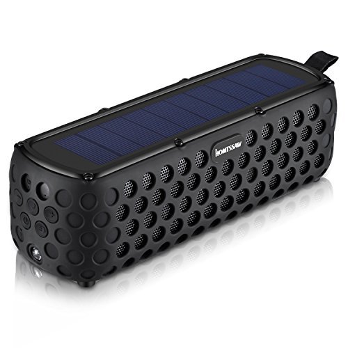 Bluetooth Speakers 30-Hour Playing time Portable Speaker with Splash proof Solar-Charged Wireless Stereo Bluetooth 4.0 Loudspeaker Splash Shock for all outdoor sports (Black)