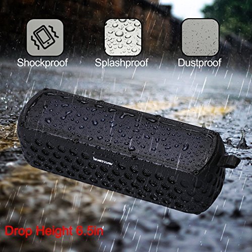 Bluetooth Speakers 30-Hour Playing time Portable Speaker with Splash proof Solar-Charged Wireless Stereo Bluetooth 4.0 Loudspeaker Splash Shock for all outdoor sports (Black)