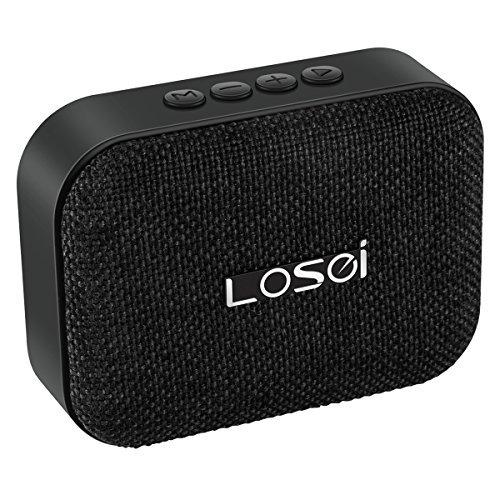 Bluetooth Speakers,Losei V4.2 Portable Wireless Stereo Speaker Mini Fabric Sound with Build-in Mic and Rechargeable Battery for iPhone iPad Samsung and Most Android Phones (Light Black)