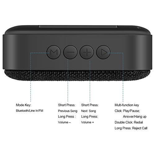 Bluetooth Speakers,Losei V4.2 Portable Wireless Stereo Speaker Mini Fabric Sound with Build-in Mic and Rechargeable Battery for iPhone iPad Samsung and Most Android Phones (Light Black)