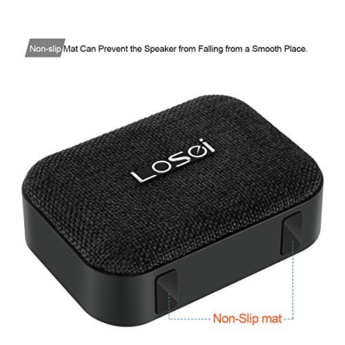 Bluetooth Speakers,Losei V4.2 Portable Wireless Stereo Speaker Mini Fabric Sound with Build-in Mic and Rechargeable Battery for iPhone iPad Samsung and Most Android Phones (Light Black)