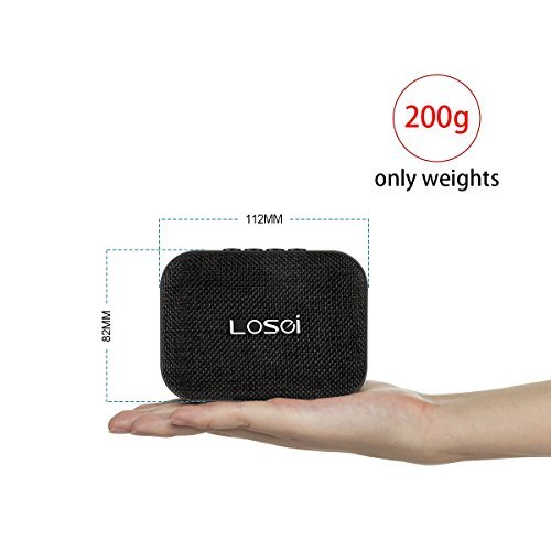 Bluetooth Speakers,Losei V4.2 Portable Wireless Stereo Speaker Mini Fabric Sound with Build-in Mic and Rechargeable Battery for iPhone iPad Samsung and Most Android Phones (Light Black)