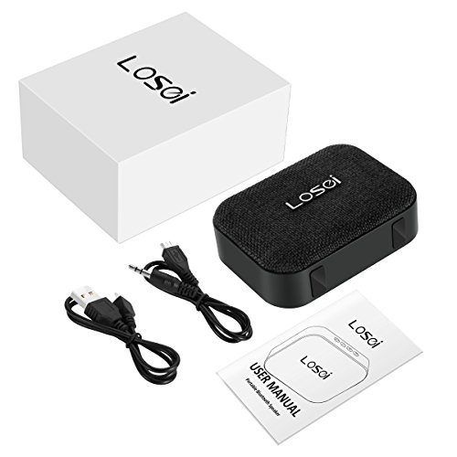 Bluetooth Speakers,Losei V4.2 Portable Wireless Stereo Speaker Mini Fabric Sound with Build-in Mic and Rechargeable Battery for iPhone iPad Samsung and Most Android Phones (Light Black)