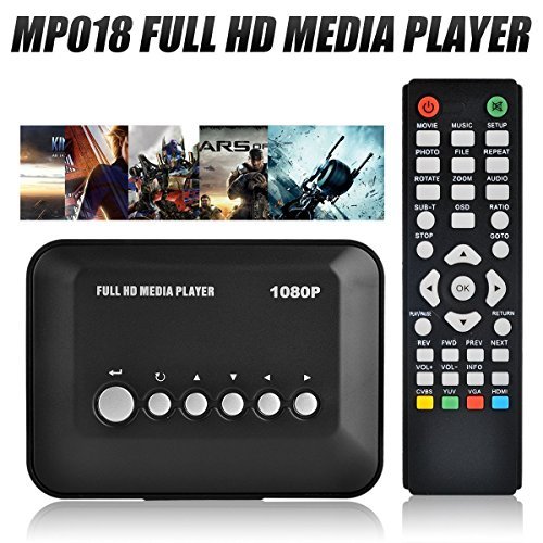 Blusmart 1080P Full HD Multi TV Media Player HDMI Video Player with YPbPr USB 2.0 SD and HDMI Ports MP3 AVI RMVB MPEG etc Player with Remote Control